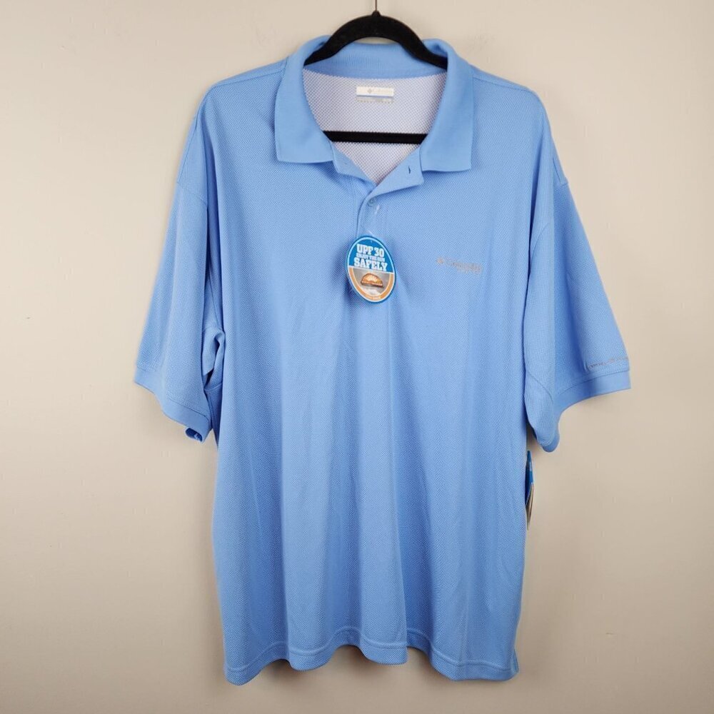 NEW Columbia Men sz XL Polo shirt Blue Omnishade upf 30 outdoors hiking